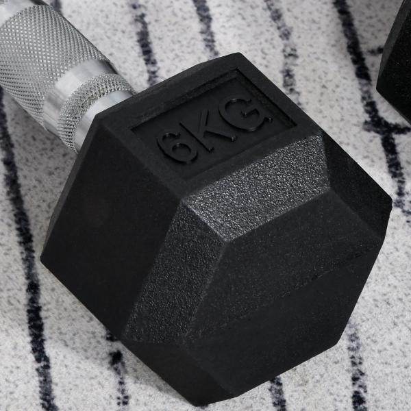 2er-Set Gummi-Hantel Fitness Hantel Kurzhantel Metall Gummi schwarz 6 KG - Palo24