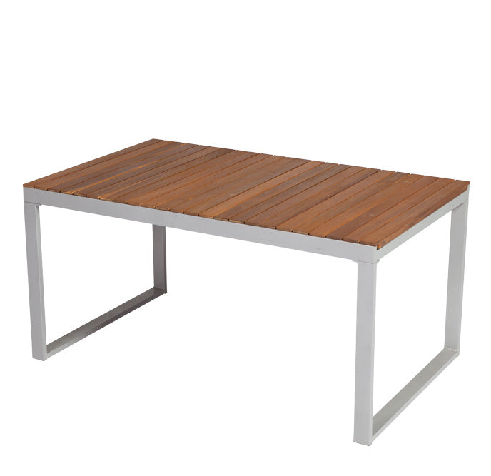 Tavolo allungabile NAXOS 150/200x90cm, alluminio + acacia oliato, certificato FSC®