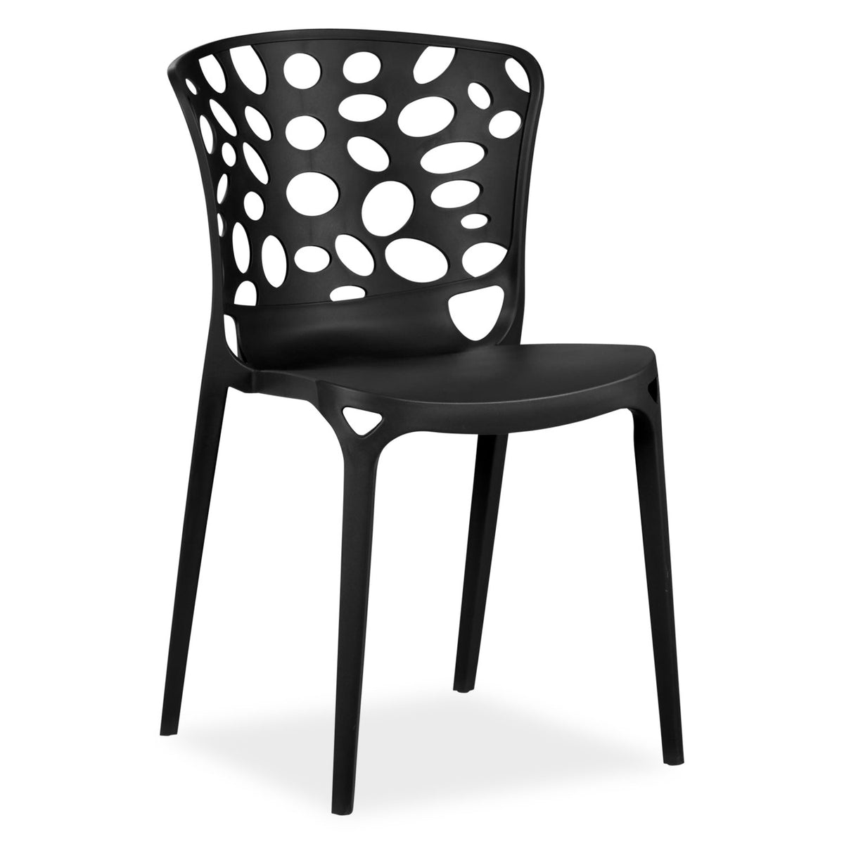 Gartenstuhl 4er Set Modern Schwarz Kunststoff Stapelstühle