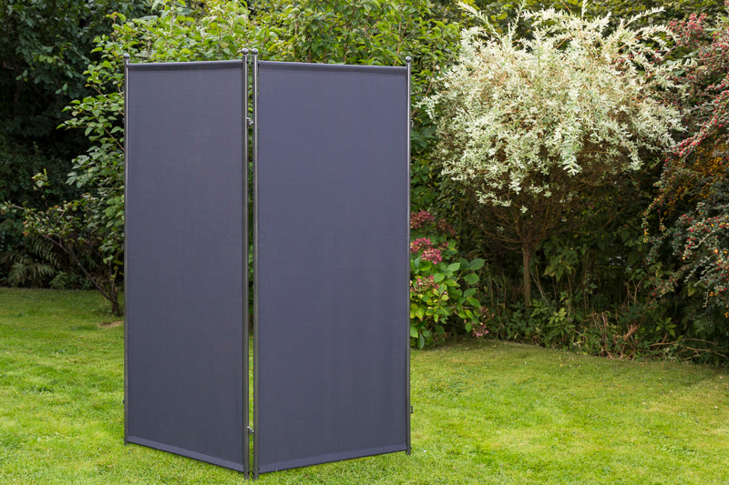 Sichtschutz - Trennwand 80x190cm, Metall + Textilbezug anthrazit, verlängerbar