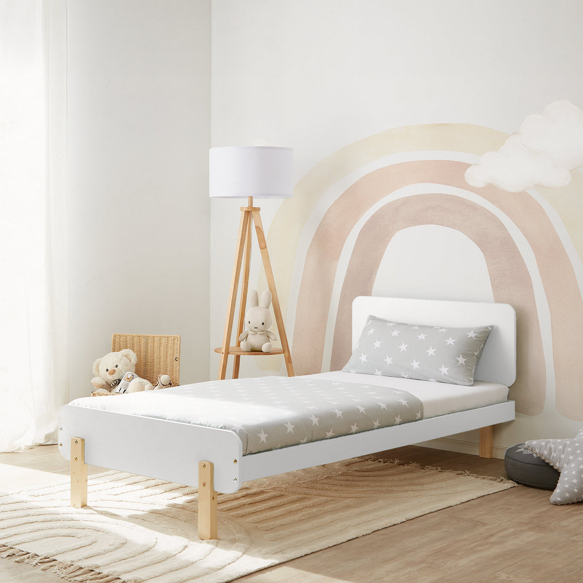 Kinderbett 90x200 cm mit Matratze & Lattenrost Jugendbett Weiss