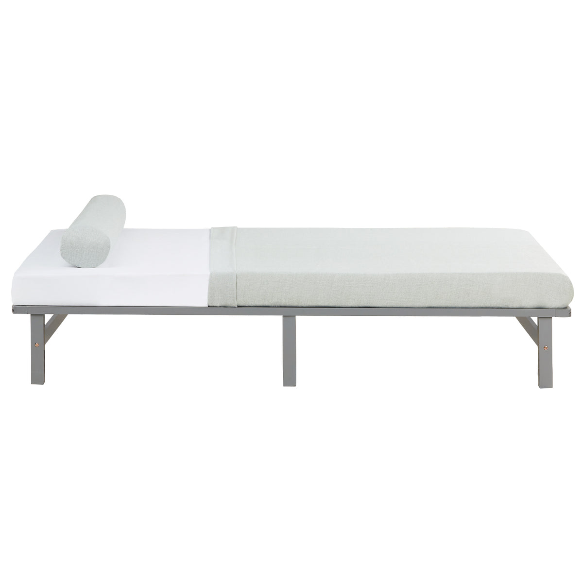Palettenbett 140x200 cm Grau | Doppelbett mit Matratze | mit Lattenrost | Holz | Jugend Gast