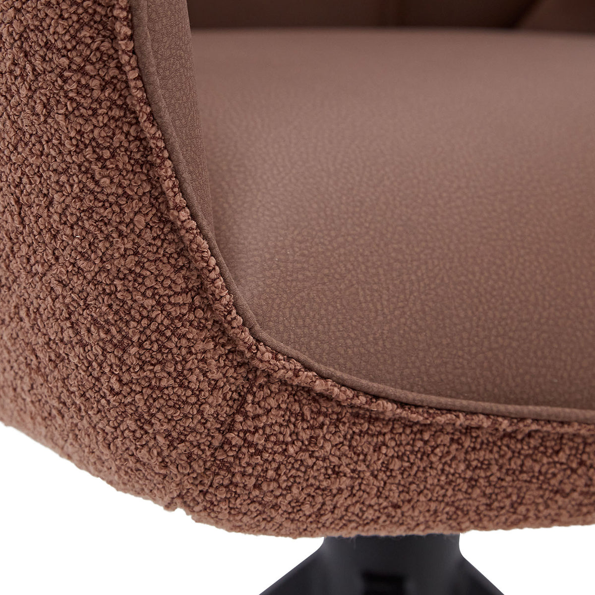 6er Set Polsterstuhl Bouclé Leder drehbar Braun