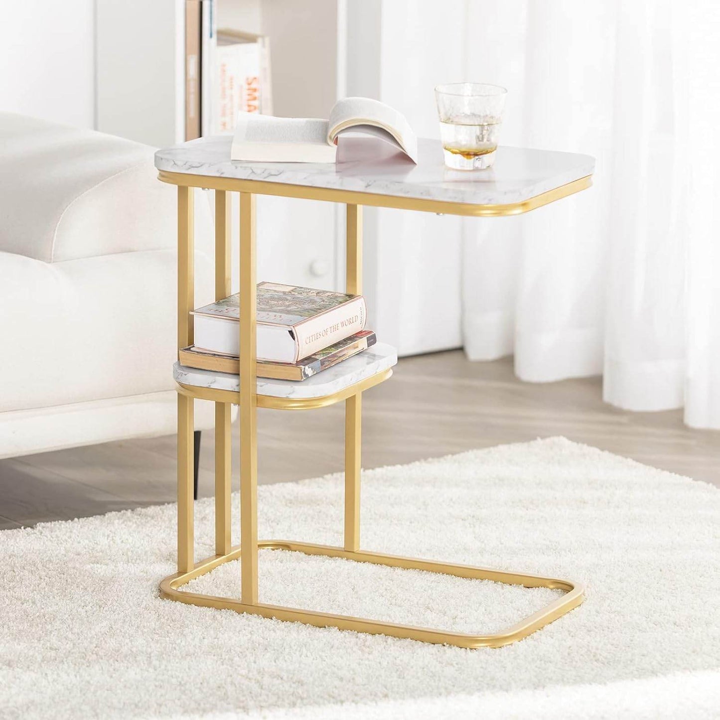 Beistelltisch | Pflegetisch mit goldenem Metallgestell | Couchtisch Sofa | FBT110-G - Palo24