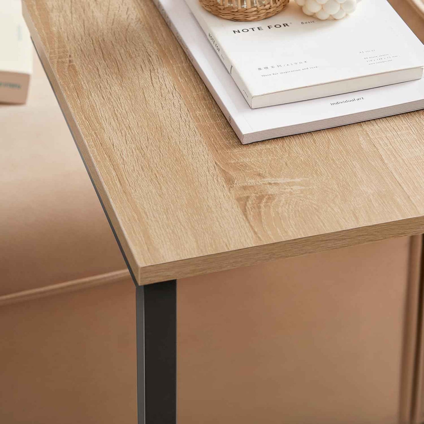 Beistelltisch Metall | Laptoptisch | Natur/Schwarz