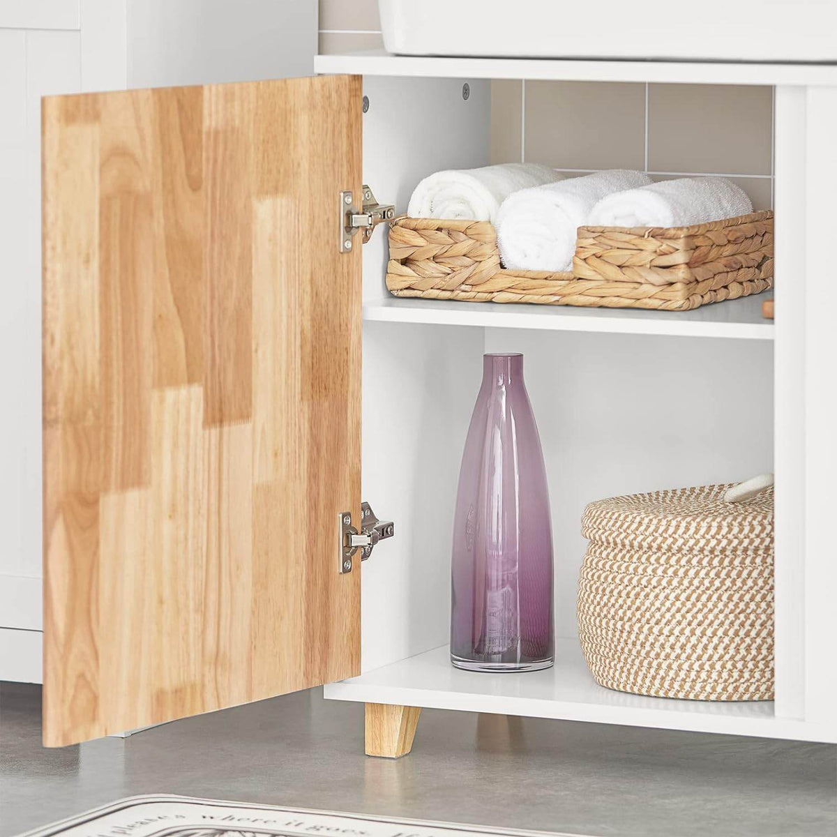 Waschbeckenunterschrank | Waschtisch | Badschrank Weiß-Natur | BZR75-W - Palo24