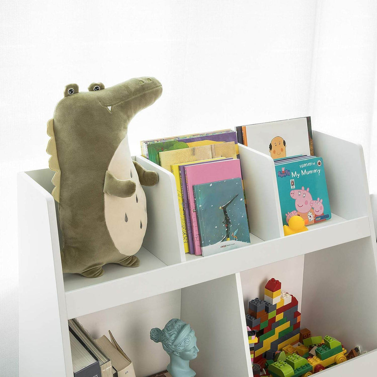Kinderbücherregal | Spielzeugtruhe | Aufbewahrungsregal Kinderzimmer | Weiss KMB19-W - Palo24
