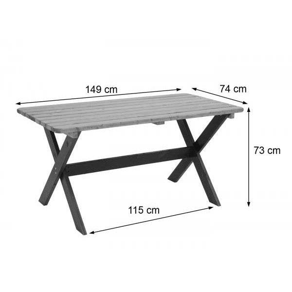 Gartentisch Holztisch, Massiv-Holz MVG-zertifiziert 149cm ~ braun, Kiefer dunkelbraun - Palo24