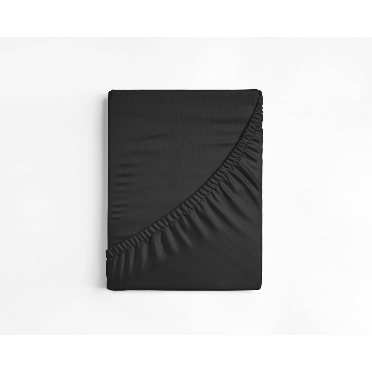 Baumwoll-Topper Spannbettlaken Schwarz 140 x 200 cm - Palo24
