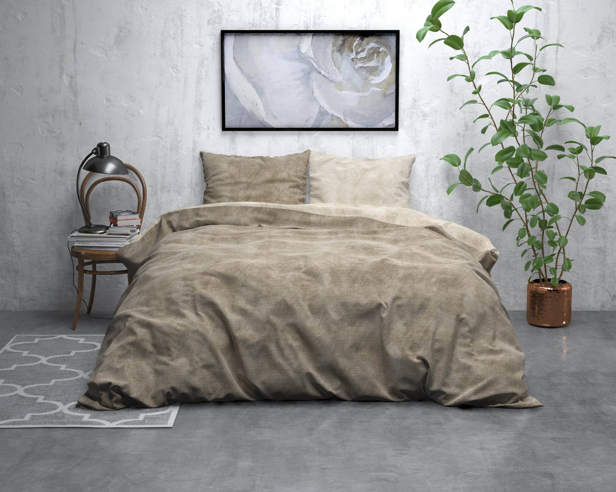 Bettbezug Flanel Washed Cotton Taupe 140 x 220 cm - Palo24
