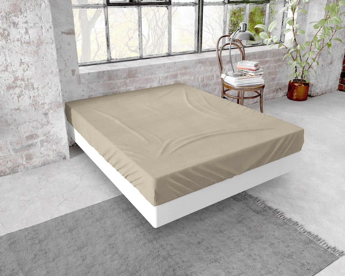 Flanel Premium Spannbettlaken Taupe 160 x 200/210 cm - Palo24