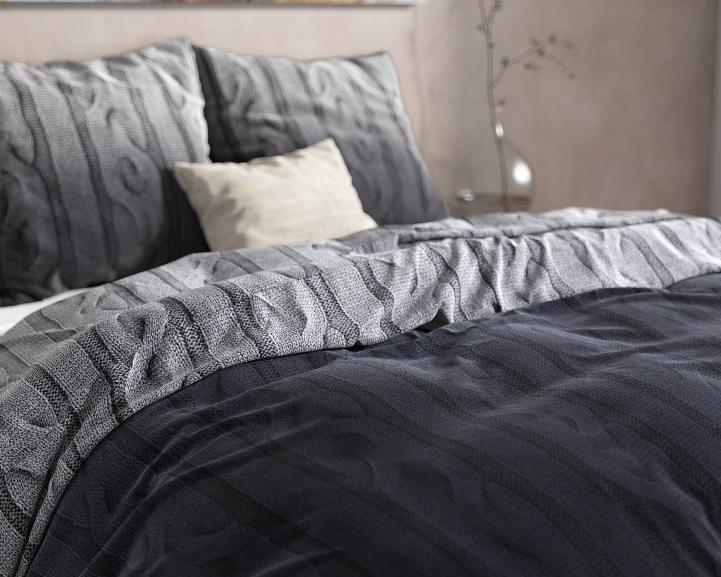 Bettbezug DH Flanel Dante Anthrazit 240 x 220 cm - Palo24
