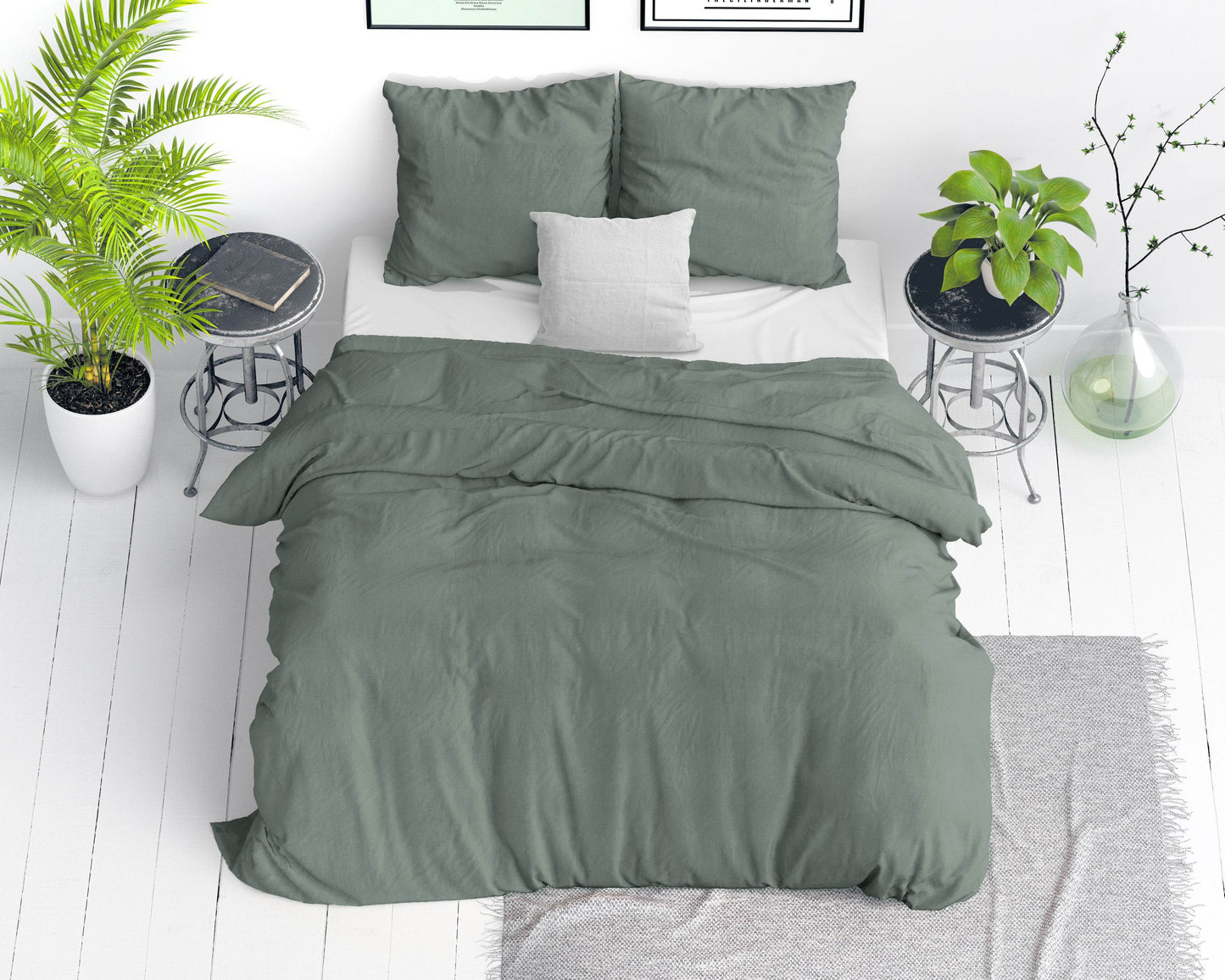 Bettbezug Stone washed Green 140 x 220 cm - Palo24