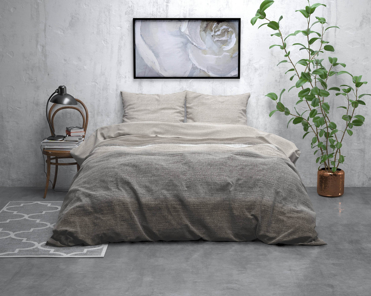 Bettbezug Flanel Stone Stripe Taupe 140 x 220 cm - Palo24