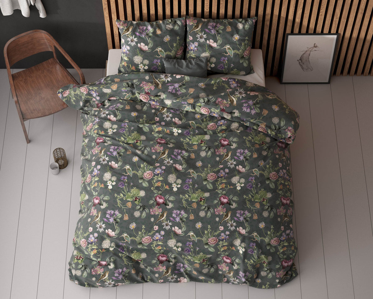Bettbezug Tripple Flower Grün 240 x 200/220 cm - Palo24