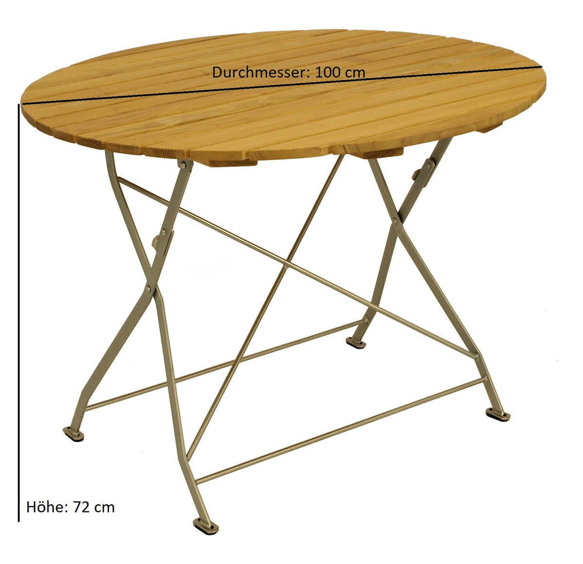 Tavolo pieghevole BAD TÖLZ 100cm rotondo, piatto acciaio zincato + Robinia