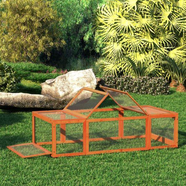 Freilaufgehege für Kleintiere Aufklappbares Dach Tannenholz Orange - Palo24
