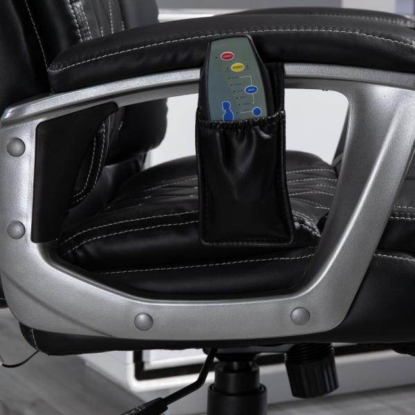 Massage-Bürostuhl 6-Punkt-Massage-Drehstuhl mit gewölbter Kopfstütze und Armlehne, schwarz - Palo24