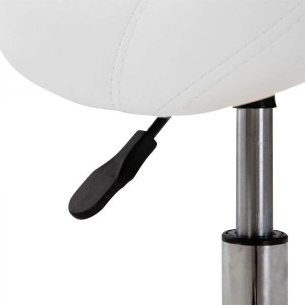 Sattelhocker Drehstuhl Drehhocker Rollhocker Kosmetikhocker gepolstert höhenverstellbar weiss - Palo24