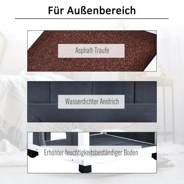Katzenhaus Katzenhütte 2-Stöckige mit Asphaltdach Massivholz Grau - Palo24