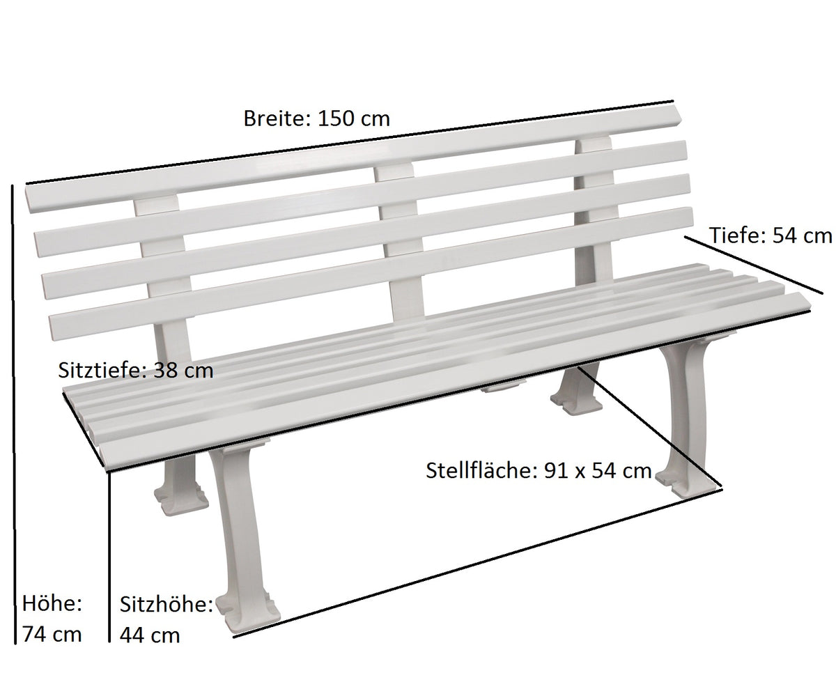 Gartenbank SYLT 3-sitzer von BLOME, Kunststoff weiss