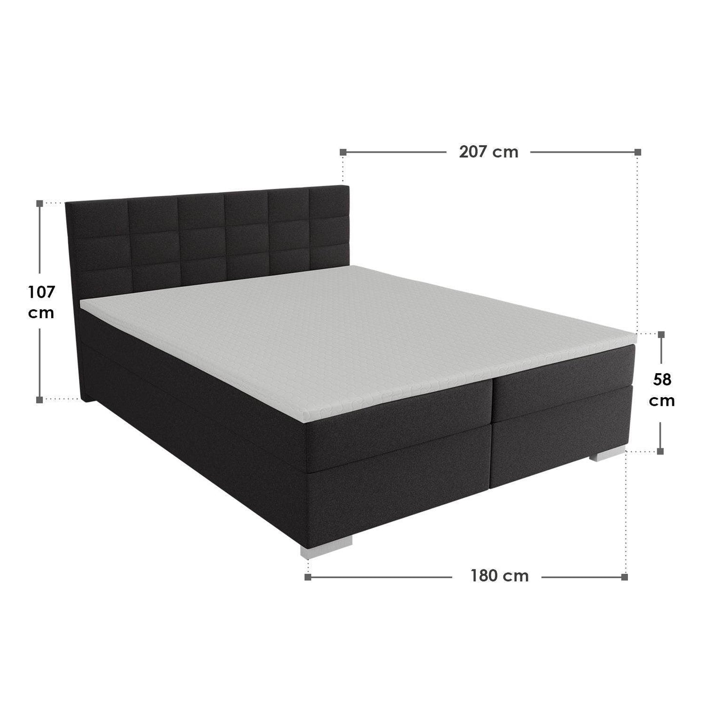 Boxspringbett Seattle 180x200 cm - Schwarz - Palo24