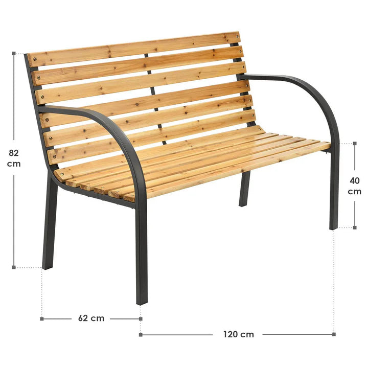 2 Sitzer Gartenbank Modena aus lackiertem Holz und Stahl