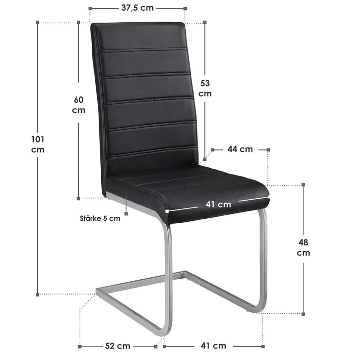 Lot de 4 chaises cantilever Vegas en simili cuir noir