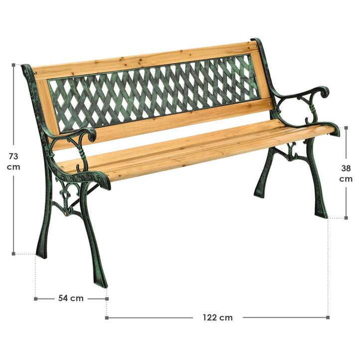 Panca da giardino a 2 posti Pisa in legno verniciato e ghisa