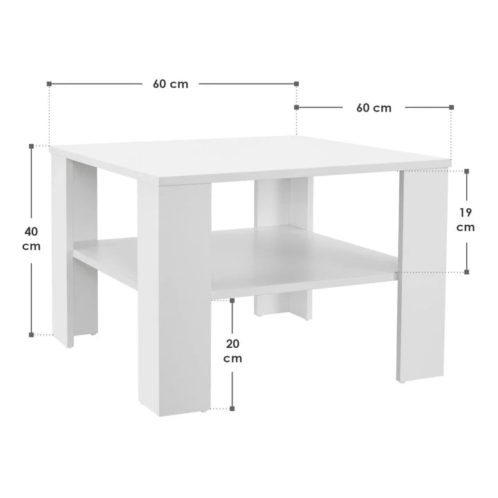 Couchtisch Beistelltisch in Weiss 60x60 cm