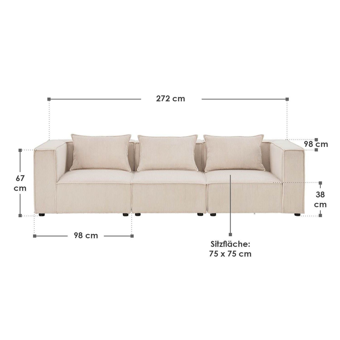 Modulares Sofa Domas M - 3 Sitzer Beige - Palo24