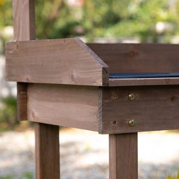 Pflanztisch Gärtnertisch mit Waschbecken und Rollen Garten Tannenholz Braun - Palo24