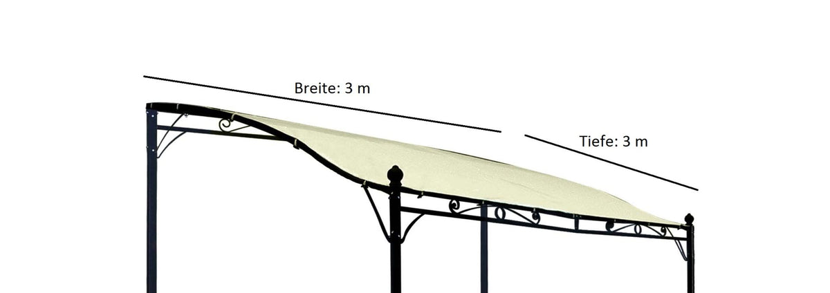 Toit de remplacement pour pavillon complémentaire MANTOVA XL 3x3 mètres, enduit PVC écru