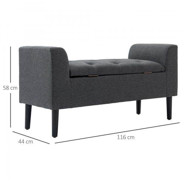 Sitzbank Dunkelgrau Schwarz 116 cm x 44 cm x 58 cm - Palo24