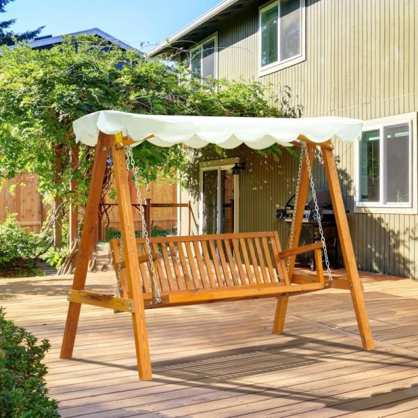 Hollywoodschaukel Gartenschaukel 3-Sitzer Lärche weiss - Palo24