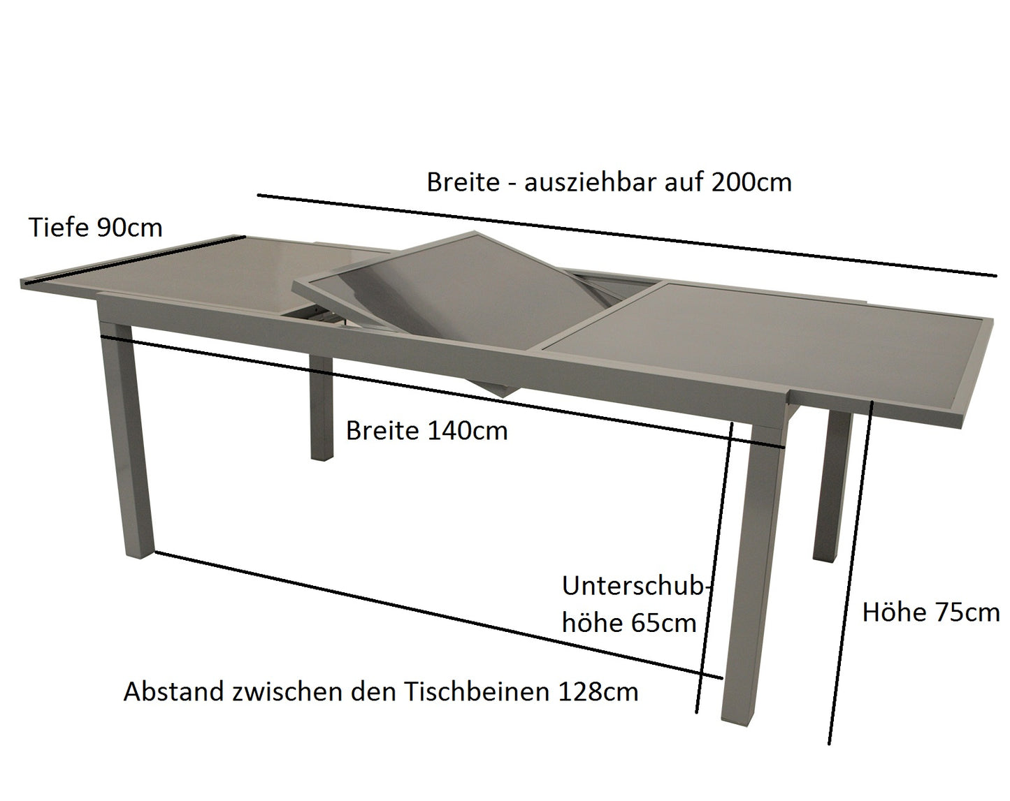 Garnitur Sitzgruppe AMALFI 7-teilig, Alu + Glas + Kunstgewebe taupe