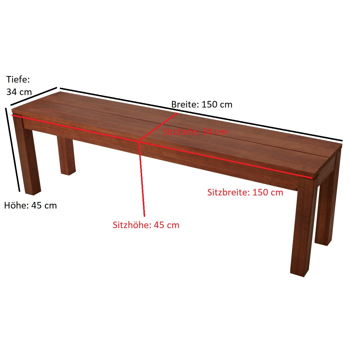 Banquette tabouret 3 places BRASILIA, eucalyptus huilé, certifié FSC®