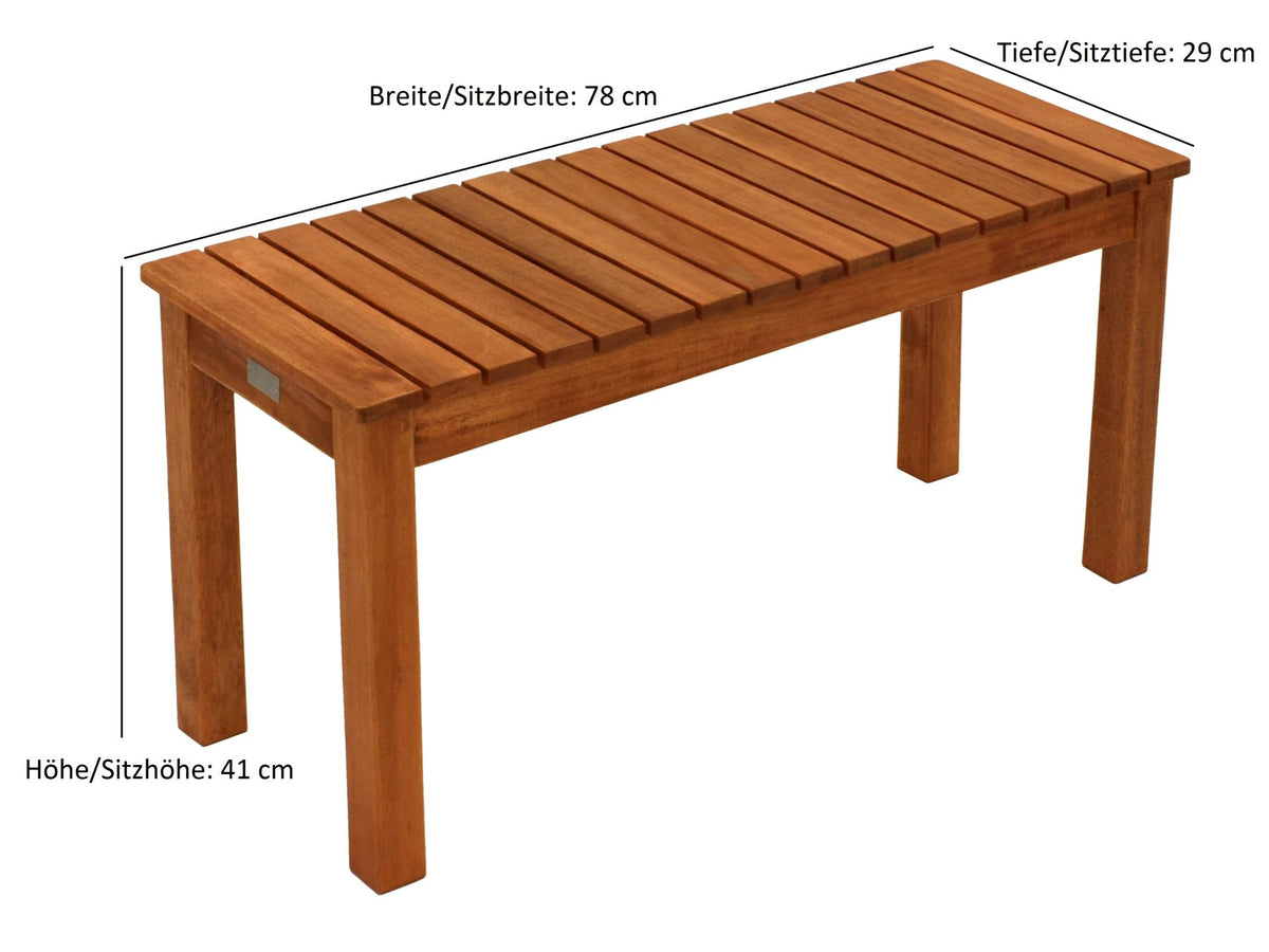 Banc tabouret 2 places MERIDA, eucalyptus huilé, certifié FSC®