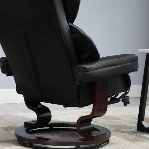 Relaxsessel mit Hocker, Liegefunktion, drehbar, bis 160 kg, schwarz - Palo24