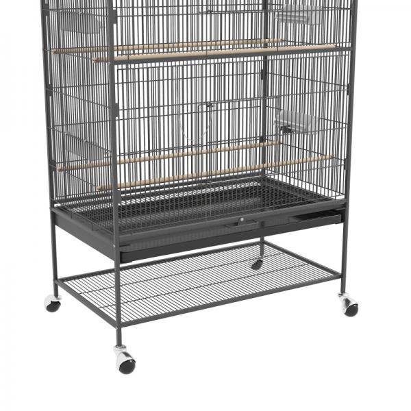 Vogelkäfig inklusive Sitzstangen, Vogelspielzeug, herausnehmbare Bodenwanne, 1 Ablage, Grau - Palo24