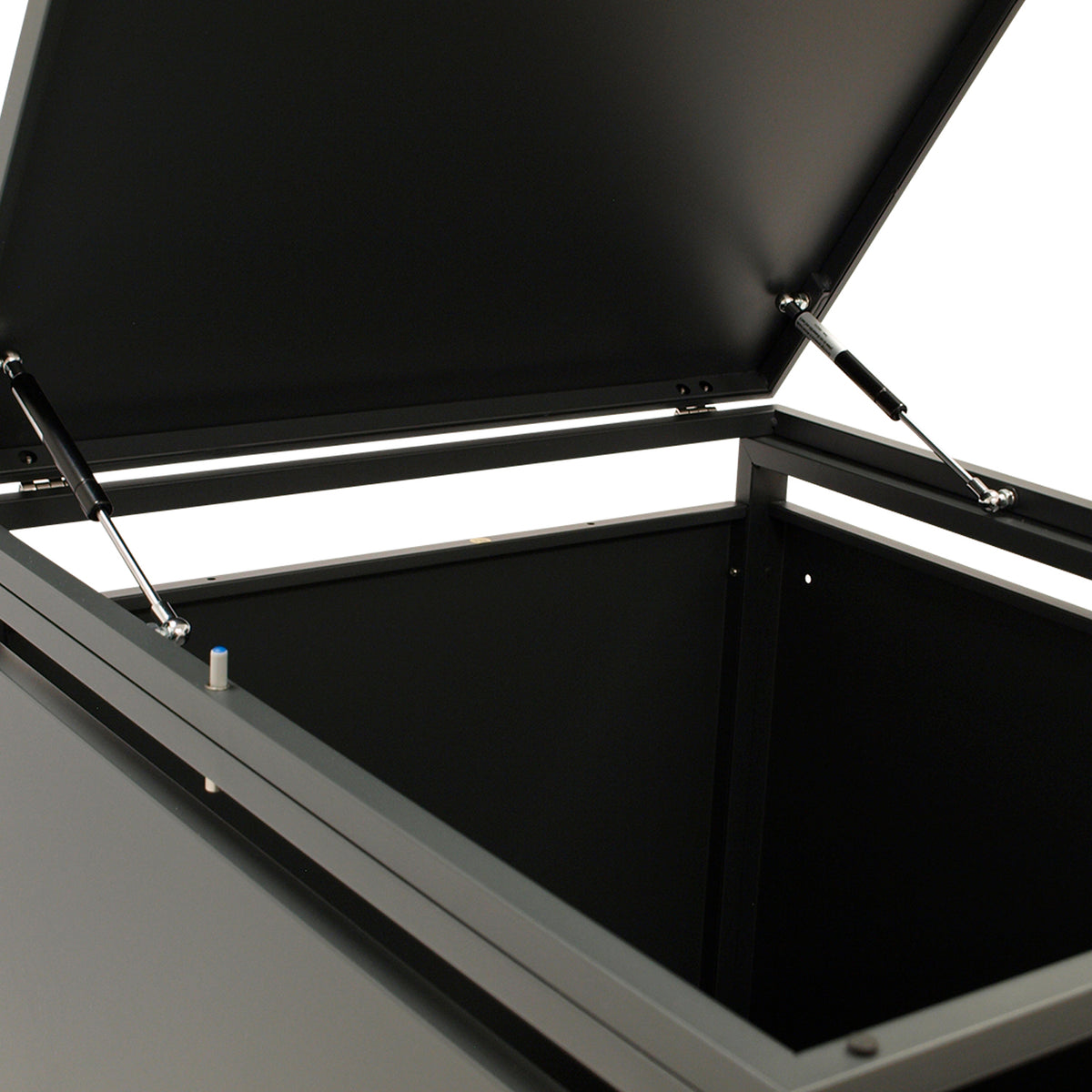 Boîte poubelle 66x80x116cm pour poubelles 120 et 240 litres, acier anthracite avec portes aspect bois