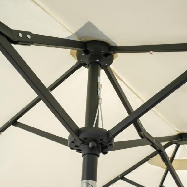 Doppelschirm, Terrassenschirm, neigbar, mit Solarpaneel, 35 LEDs, Stahlrahmen, beige, 2,95 x 1,50 x 2,19 m - Palo24