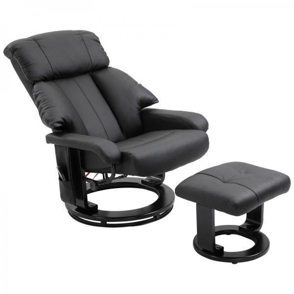 Relaxliege mit Liegefunktion Fernsehsessel mit Hocker Massage Schwarz - Palo24