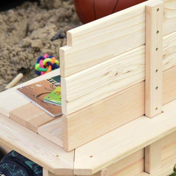 Sandkasten Sandkiste aus Holz mit Dach abnehmbar Rücklehnen verstellbar Tannenholz Natur - Palo24