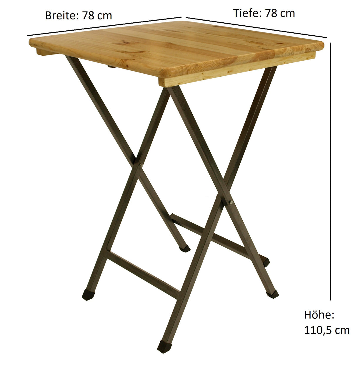 Stehtisch ZÜRICH 78x78cm Metall + Holz lackiert