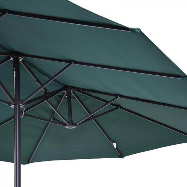 Sonnenschirm mit Handkurbel Gartenschirm Marktschirm Doppel 460x270cm Dunkelgrün - Palo24