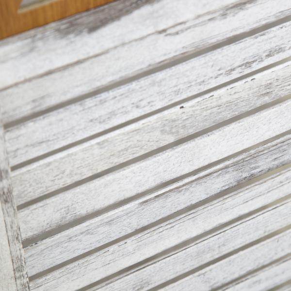 Paravent Raumteiler 3 teilig, Holz Vintage Design, Weiss Grau - Palo24