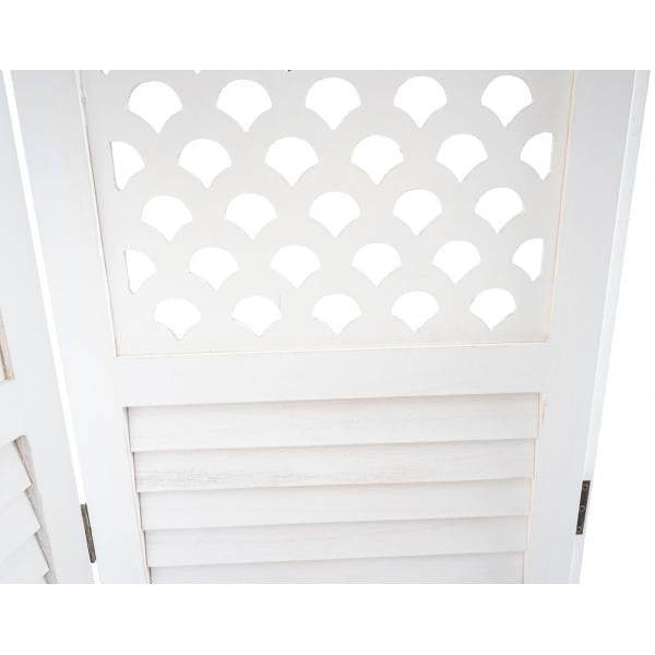 Paravent HWC-A84, Raumteiler Trennwand Sichtschutz, Ornamente 170x245cm ~ weiss - Palo24