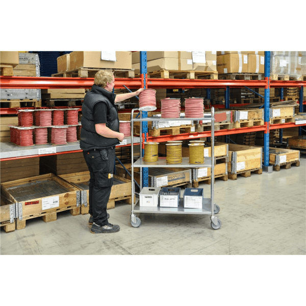 Etagenwagen 3 Böden bis 250kg belastbar 4 Lenkrollen weiss - Palo24