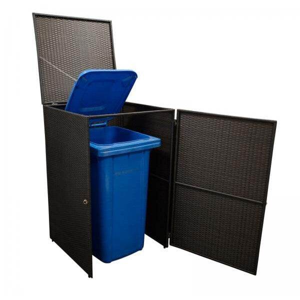 Mülltonnenbox 66x64x109cm für Tonnen bis 120 Liter, Stahl + Polyrattan mocca - Palo24